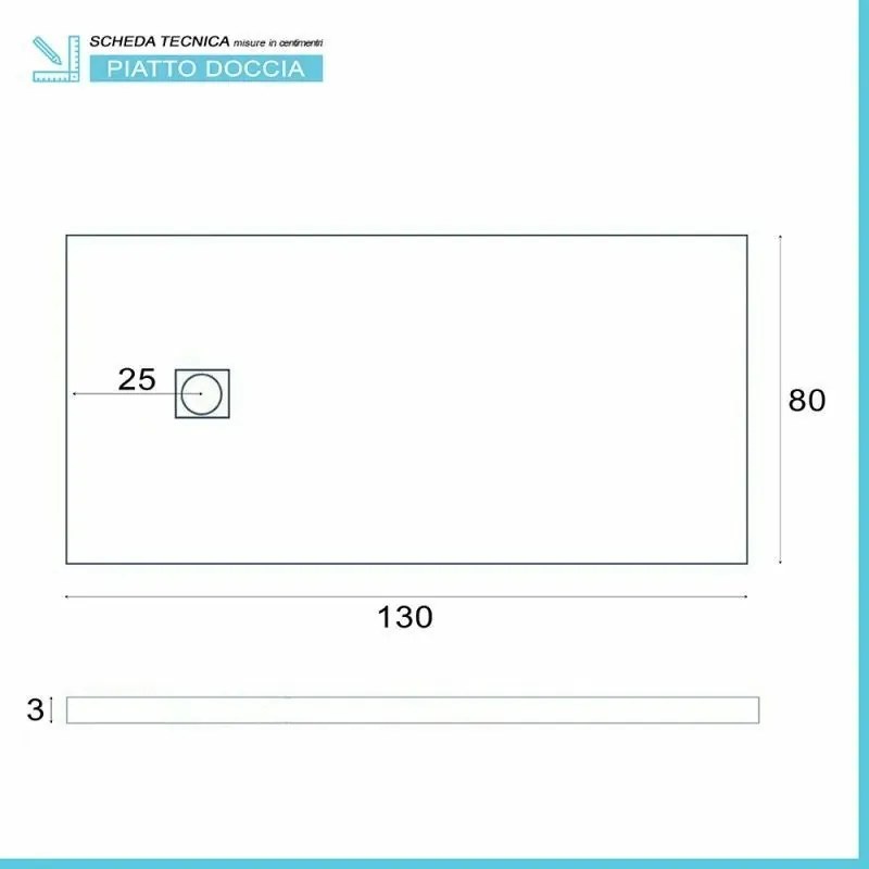 Piatto doccia filo pavimento Karen 80x130 in resina bianco pietra