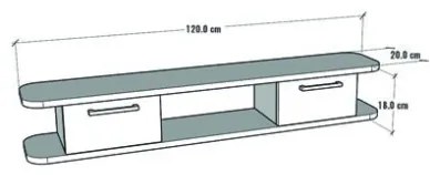 Mobile TV Sospeso 120x20x18 cm 2 Ante E Vano A Giorno Omega Rovere E Antracite