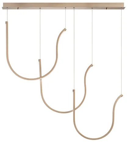 Lampada a sospensione ARQUA 3 Luci con base rettangolare 110 cm in metallo ORO