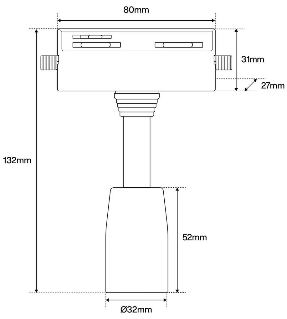 Faro E27 per binario monofase - Bianco - Orientabile Colore Bianco