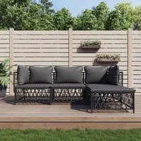 Set Salotto da Giardino 4 pz con Cuscini in Acciaio Antracite 3186861