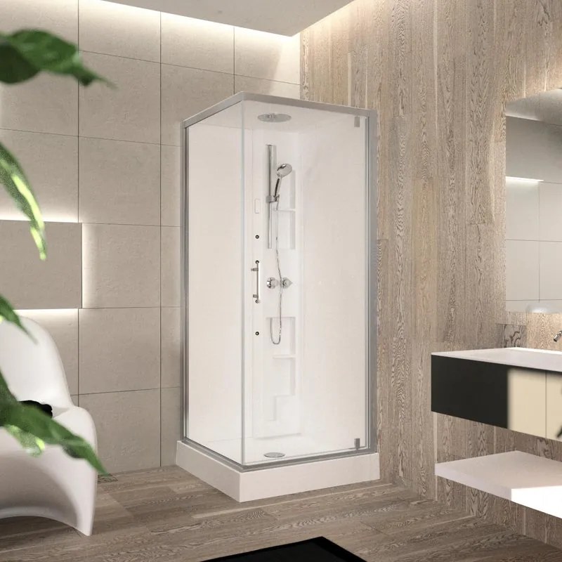 Cabina doccia idromassaggio  PERLA 80 x 80 cm con Sistema Bluetooth e miscelatore meccanico grigio