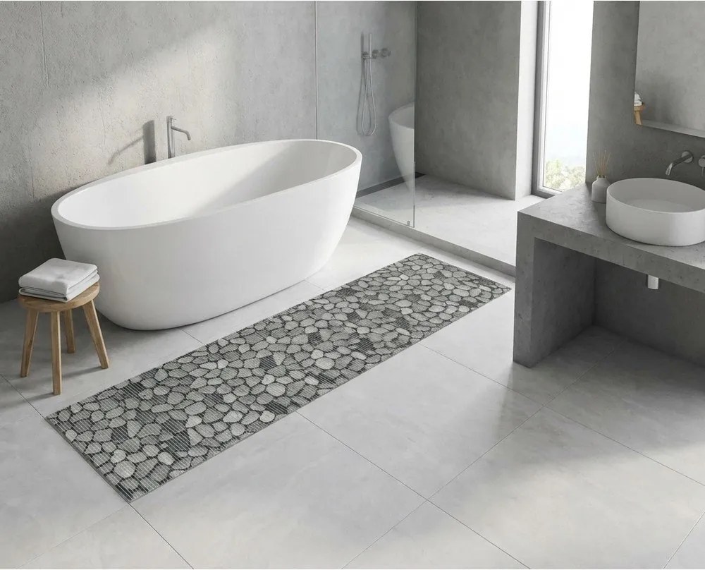 Tappetino da bagno in plastica grigio 65x200 cm Sassi - Wenko