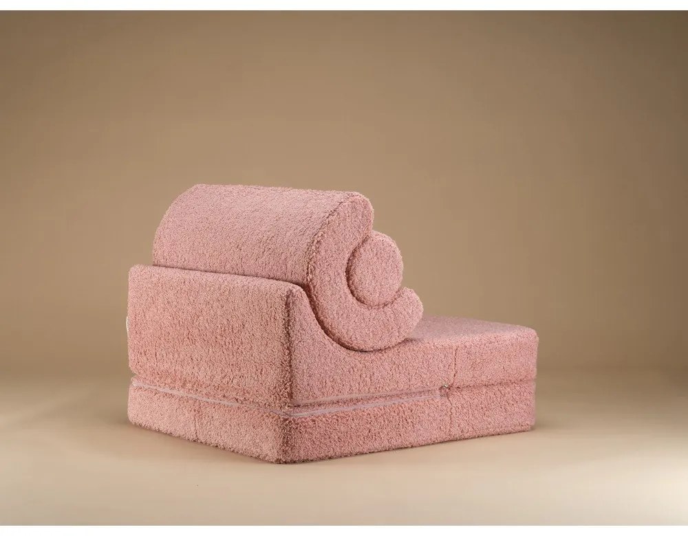 Poltrona per bambini rosa con rivestimento in bouclé Flipster – Wigiwama