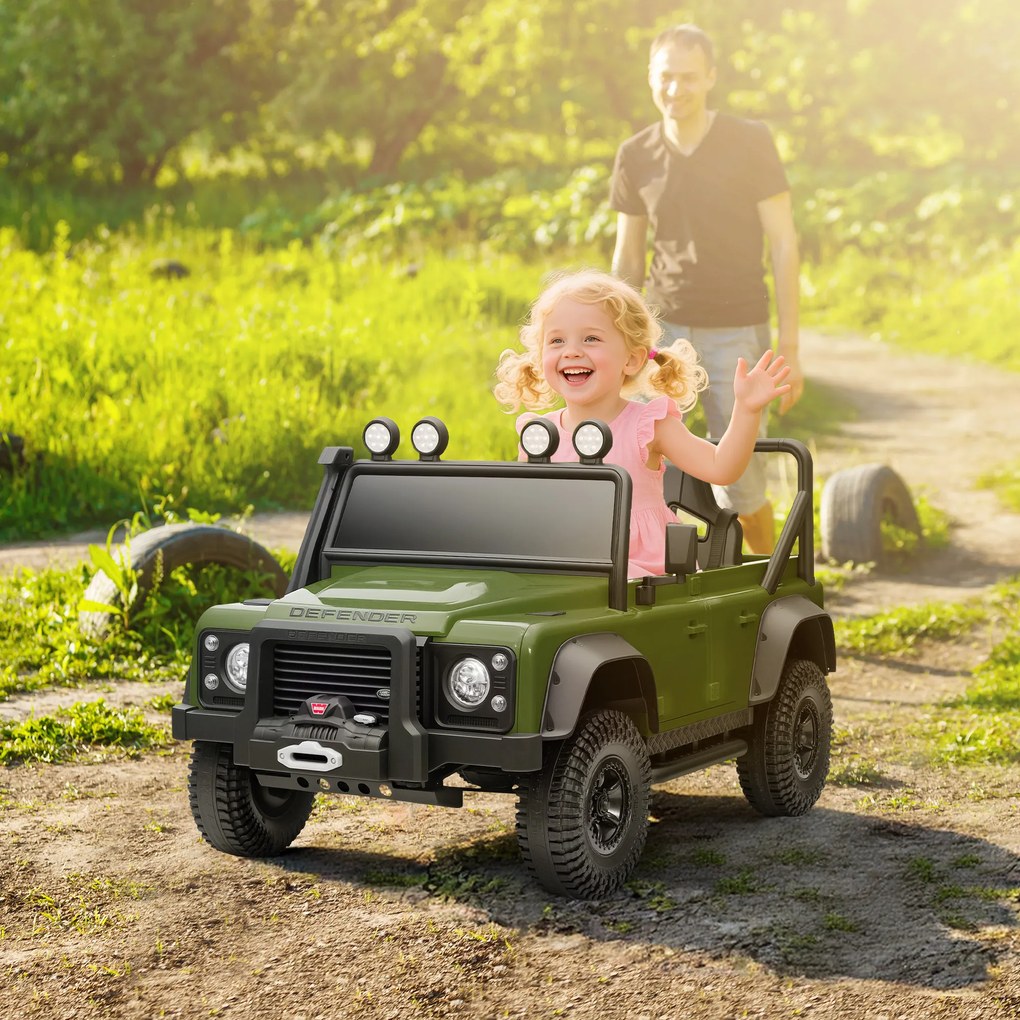 Macchina Elettrica per Bambini Licenza Ufficiale Land Rover Defender 12V con Telecomando Verde...