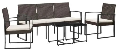 Set da Pranzo da Giardino 5 pz con Cuscini in PP Rattan Marrone