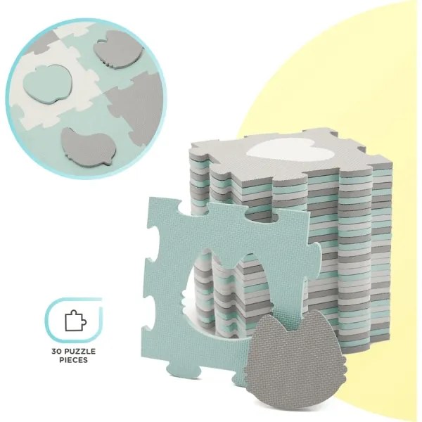 KINDERKRAFT select - Puzzle in schiuma LUNO 30 pezzi grigio/menta