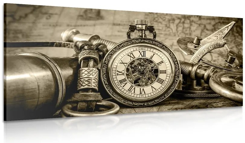 Quadro su tela – Orologi del passato in seppia