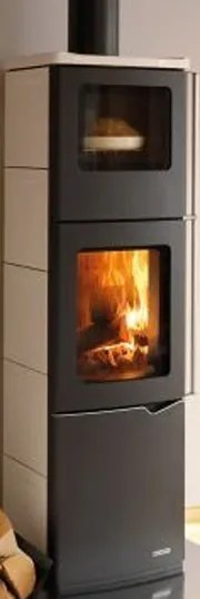 Stufa A Legna Con Forno ad aria 8kw rivestimento in Ceramica Bianca Palazzetti Eva S