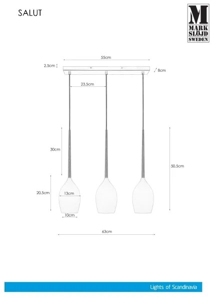 Markslöjd 106808 - Lampadario a sospensione con filo SALUTE 3xE14/40W/230V
