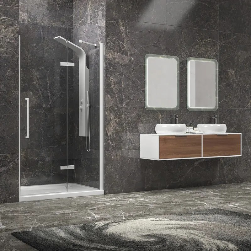 Porta doccia 130cm battente e fisso colore bianco | KT4000B - KAMALU
