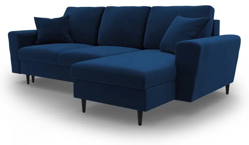 Divano angolare blu allungabile e con contenitore con rivestimento in velluto Kyoto – Cosmopolitan Design