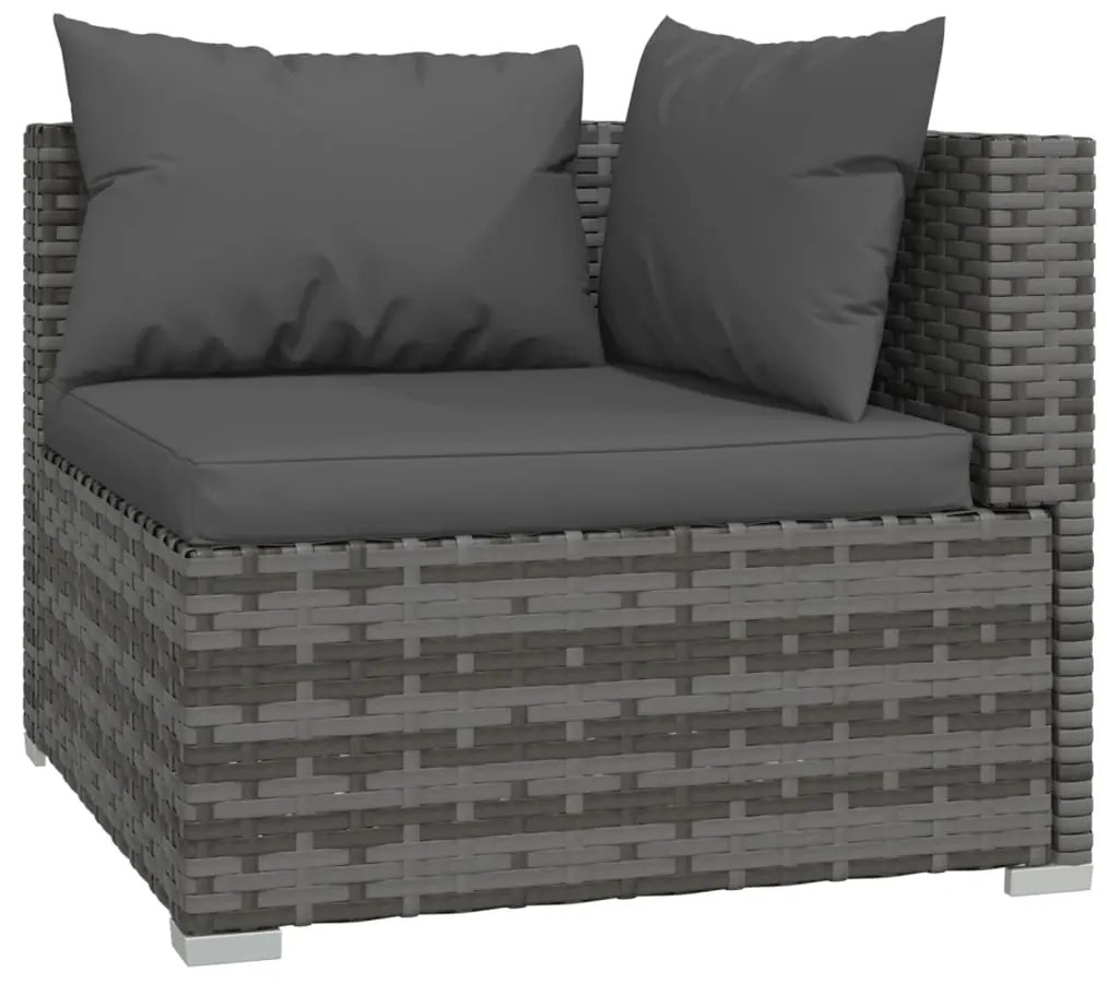 Set divani da giardino con cuscini 6 pz in polyrattan grigio