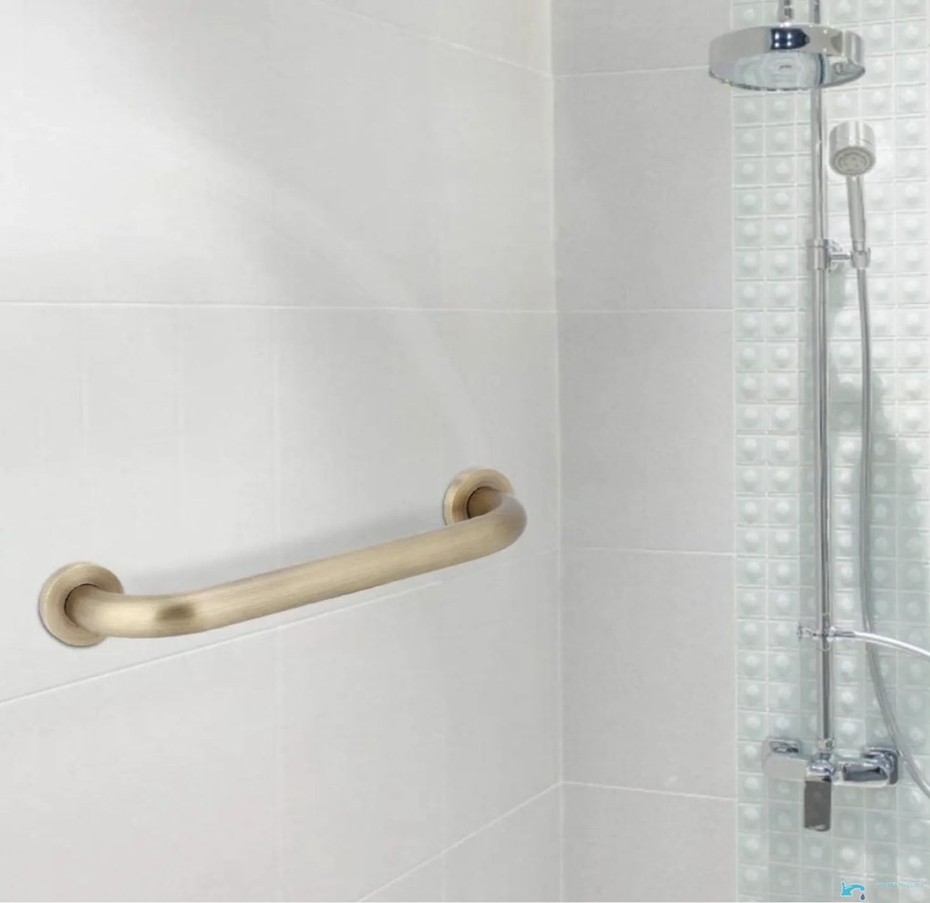 Supporto da bagno a parete EYN DB1008 da 35 cm con finitura ottone anticato
