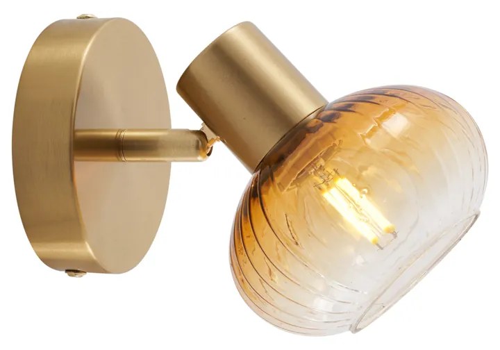 Faretto da soffitto moderno oro con vetro ambra rotondo - Teddy