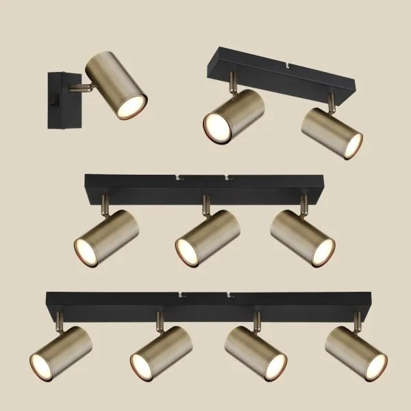 Globo 57911-4M - Faretto ROBBY 4xGU10/35W/230V nero/ottone