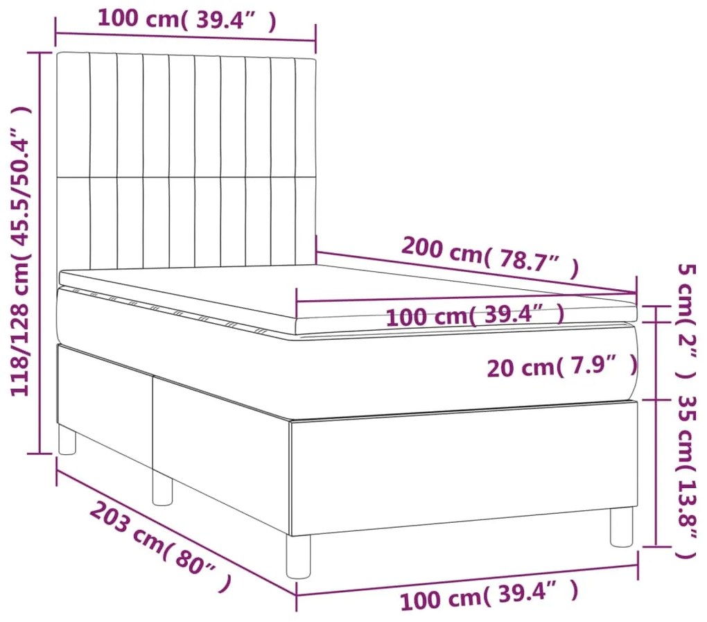 Giroletto a Molle con Materasso Blu 100x200 cm in Tessuto