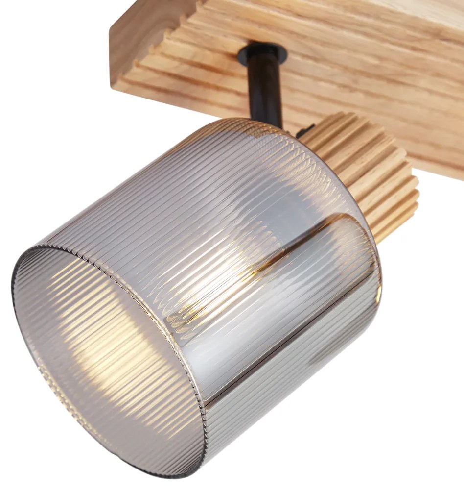 Faretto moderno in legno con vetro fumé 2 luci ruotabile e inclinabile - Gracy