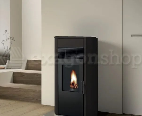 Royal Roberta E Air 80 Stufa A Pellet Ermetica Ad Aria Con Top In Ceramica 8 6kw Serbatoio 17kg 54x52x104 Cm In Acciaio Nero