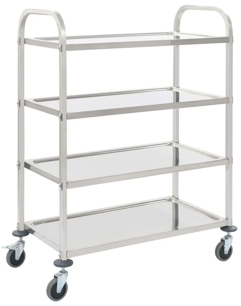 Carrello Da Cucina A 4 Livelli 107x55x125 Cm İn Acciaio Inox /