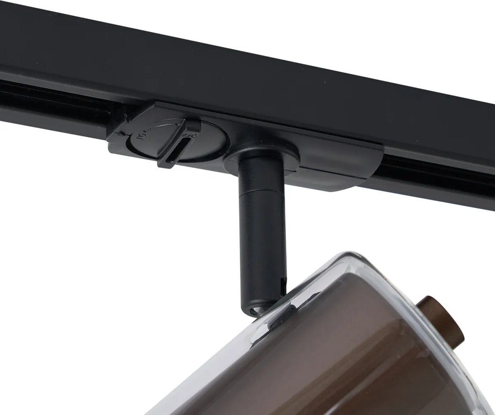Sistema di illuminazione a binario moderno nero con 5 faretti bronzo scuro monofase - Iconic Lloyd