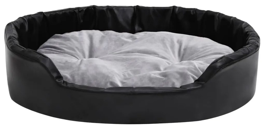 Lettino per cani nero e grigio 90x79x20 cm peluche e similpelle