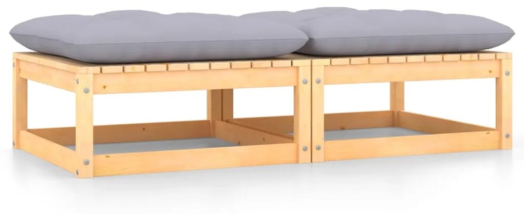 Poggiapiedi Da Giardino Con Cuscini 2 Pz Legno Massello Di Pino /