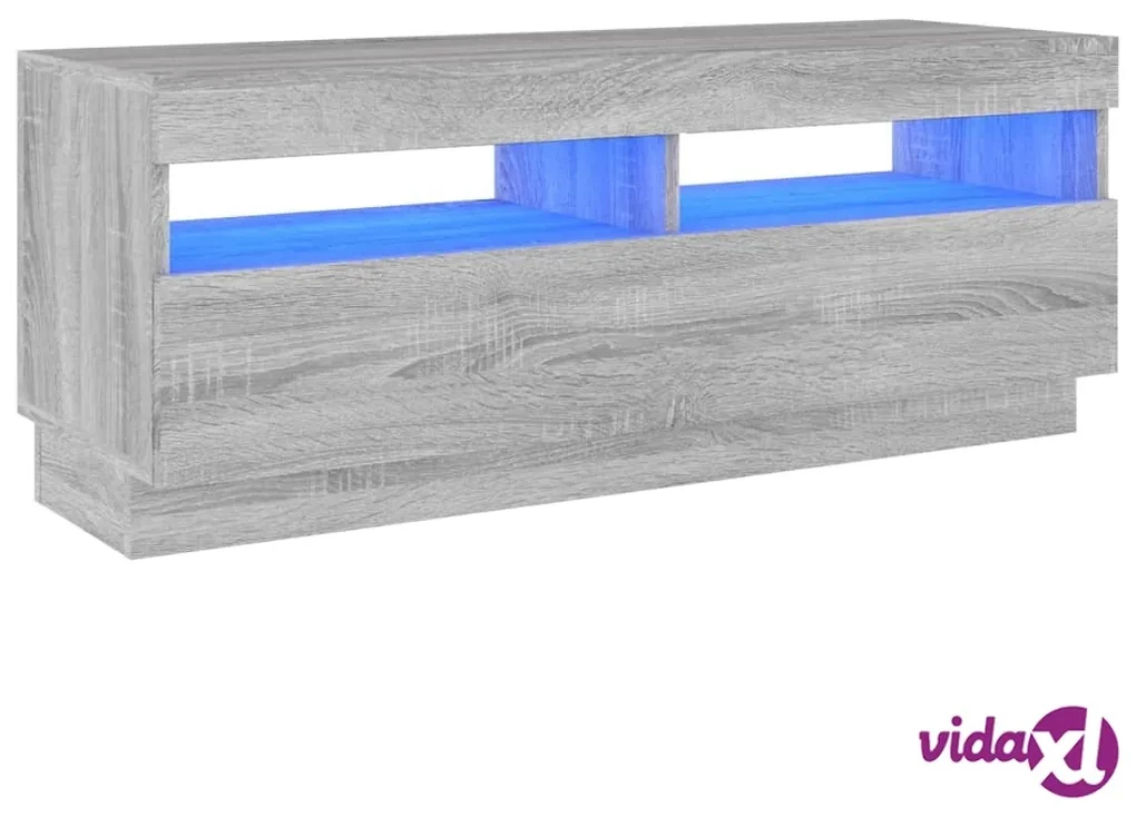 vidaXL Mobile Porta TV con Luci LED Grigio Sonoma 100x35x40 cm