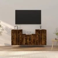 Set Mobili Porta TV 3 pz Rovere Fumo in Legno Multistrato 3188387