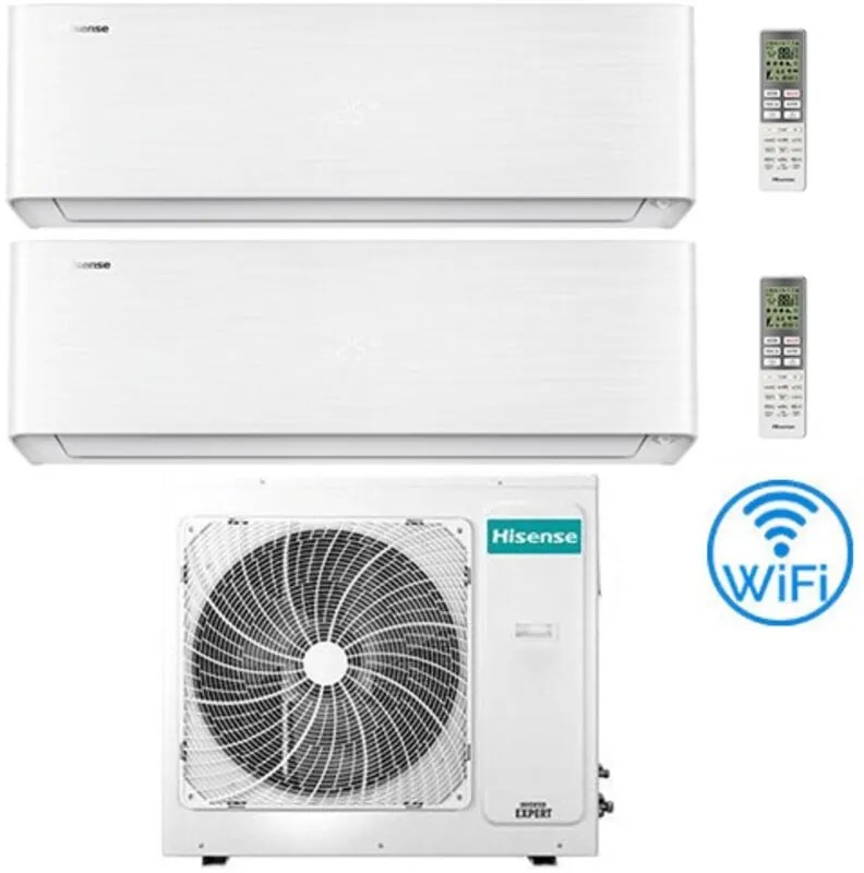Climatizzatore Condizionatore Hisense Energy Pro X con Wifi R32 Dual Split Inverter 12000 + 18000 BTU con U.E. 3AMW72U4RJC Classe A++/A+