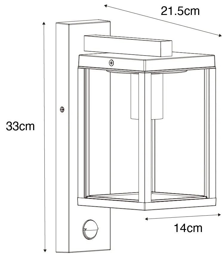 Lanterna da parete per esterni oro antico con sensore di movimento IP44 - Charlois