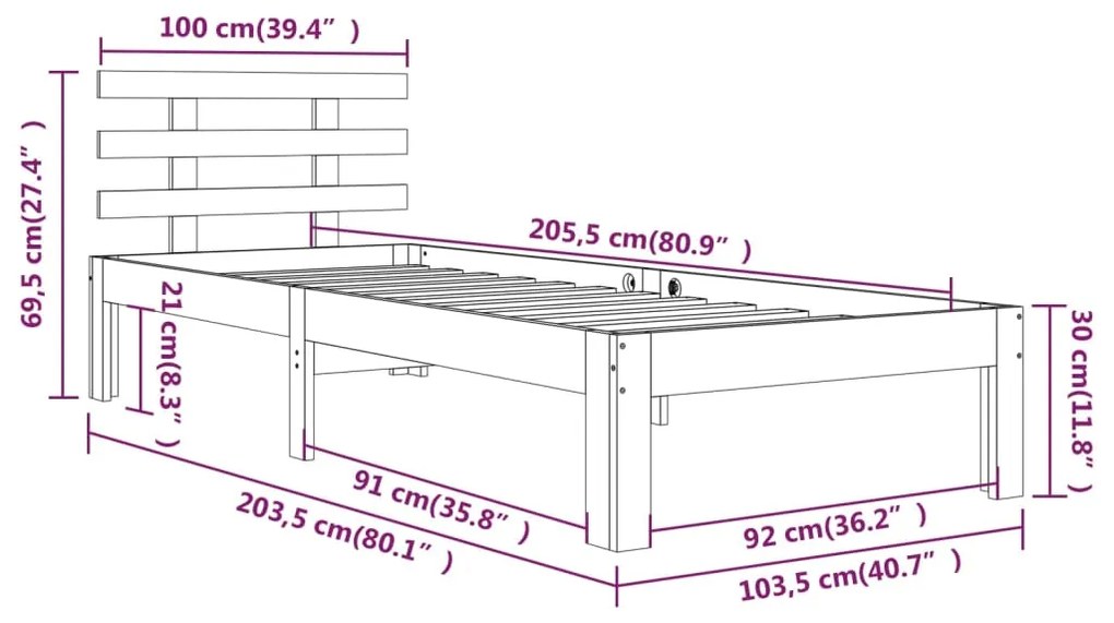 Giroletto Nero in Legno Massello 100x200 cm