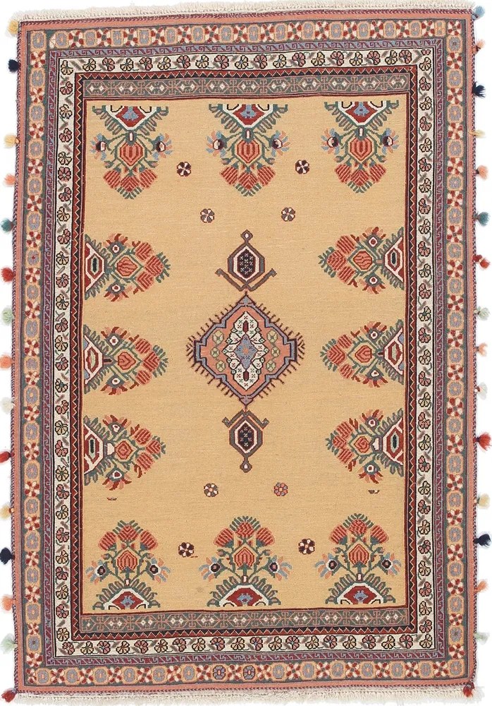 Tappeto 150x100 Beige (Iran) Annodato A Mano