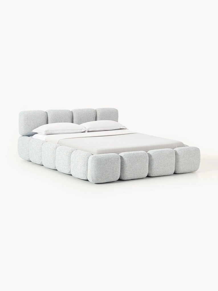 Letto imbottito in bouclé con contenitore Tayla