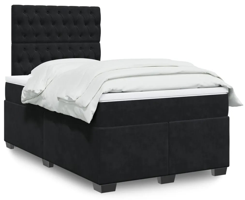 Giroletto A Molle Con Materasso Nero 120x200 Cm İn Velluto /