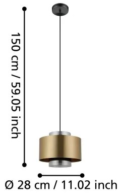 Eglo 390066 - Lampadario a sospensione con filo DUGLIA 1xE27/40W/230V oro