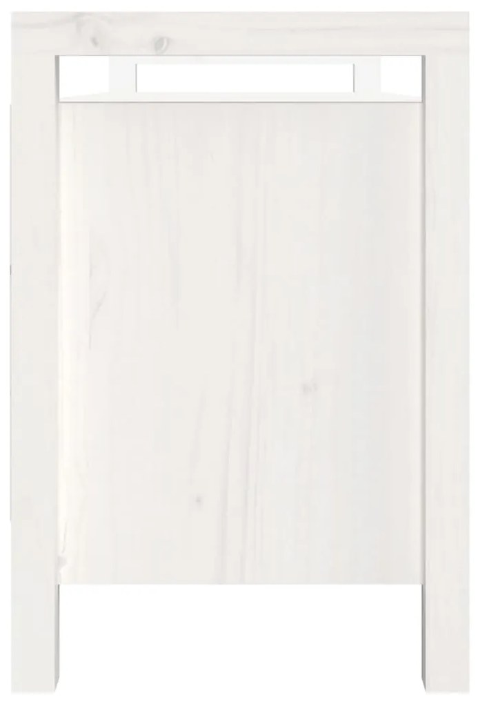 Panca da ingresso bianca 110x40x60 cm in legno massello di pino