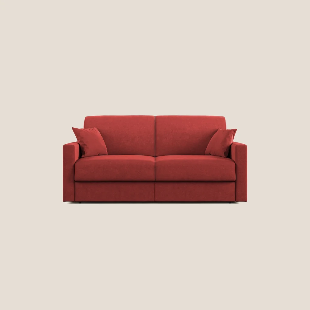 Chris Divano letto in microfibra smacchiabile T11 rosso 166 cm (mat. 120x197)