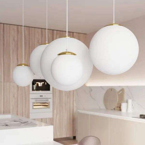 Sollux SL.0715 - Sospensione a cavo TOYA 1xE27/60W/230V Ø 20 cm bianco/oro