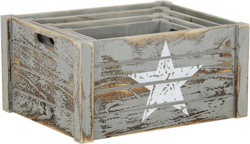 ELIAS - set di 4 cassette in legno