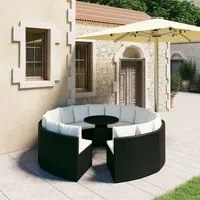 Set Divani da Giardino 9 pz con Cuscini in Polyrattan Nero 3064897