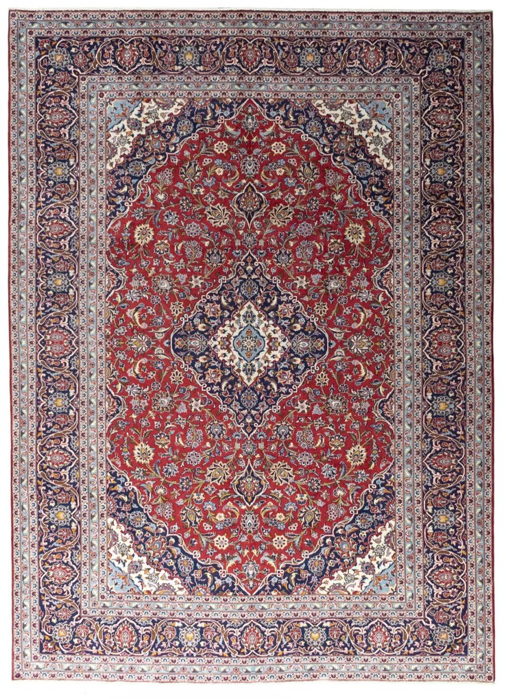 Kashan Tappeto 250x350 Rosso (Iran) Annodato A Mano