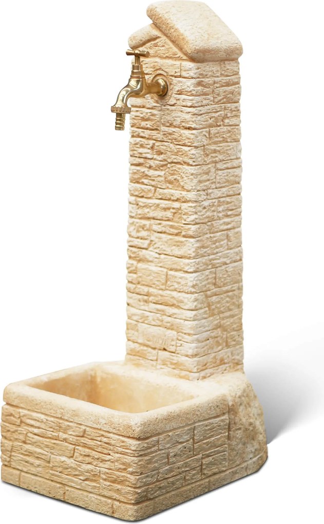 Fontana da Giardino Senza Rubinetto in Cemento Granulato di Marmo Zambla Nocciola...