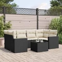 Set Divani da Giardino con Cuscini 7pz Nero Polyrattan 3218706