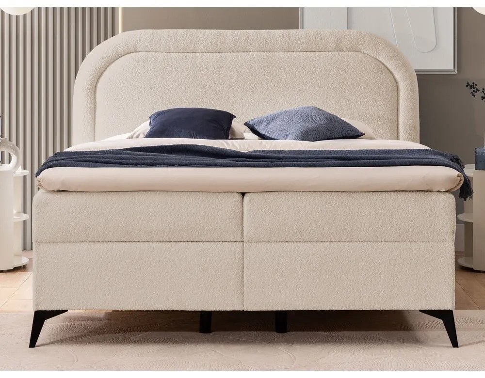 Letto boxspring beige con contenitore 160x200 cm Ornes – Ropez