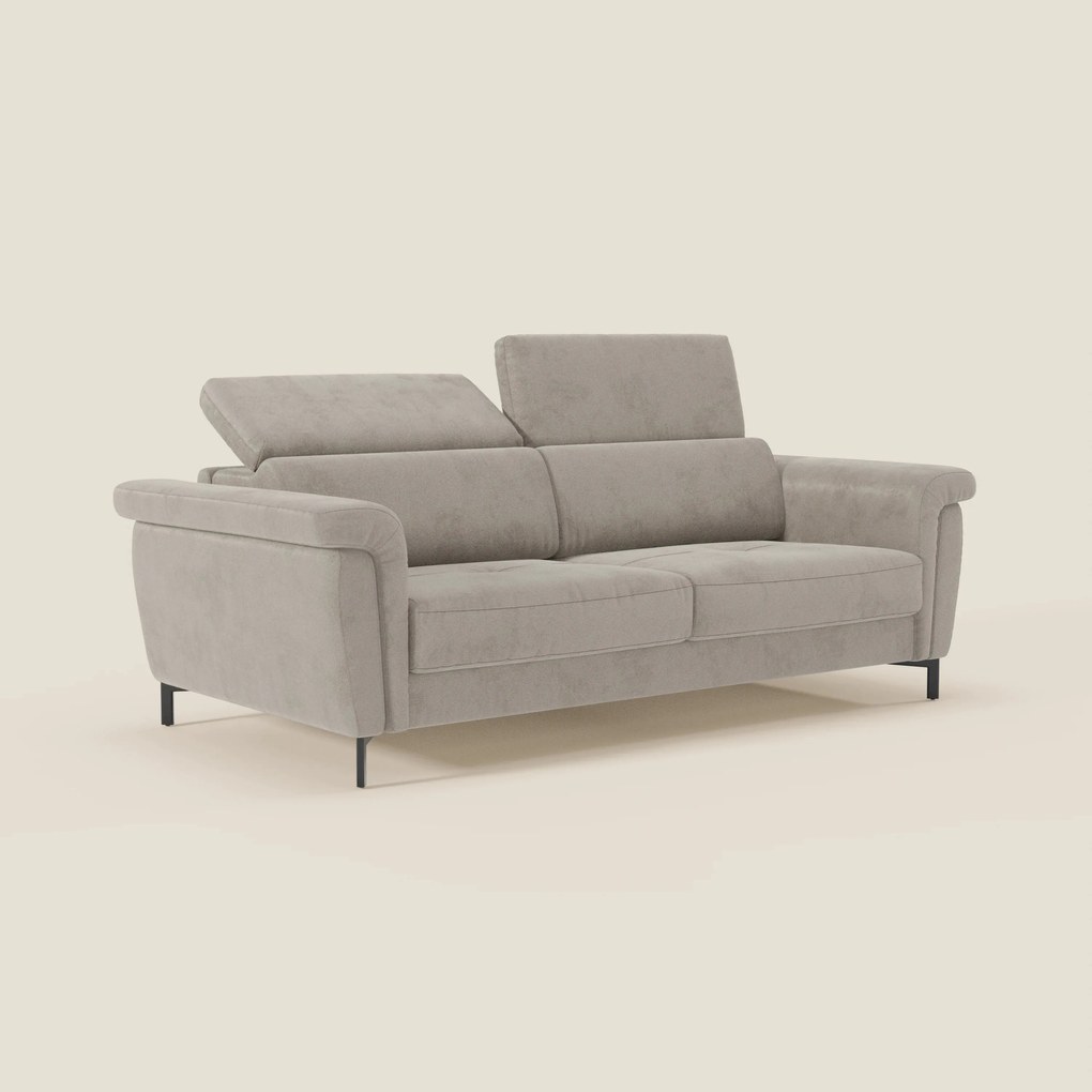 Capri divano letto di design con piedini alti - poggiatesta reclinabili in raffinato tessuto effetto velluto smacchiabile T30