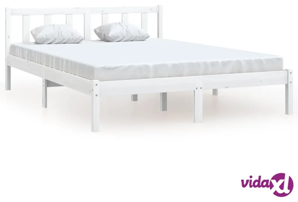 vidaXL Giroletto Bianco in Legno Massello di Pino 140x190 cm
