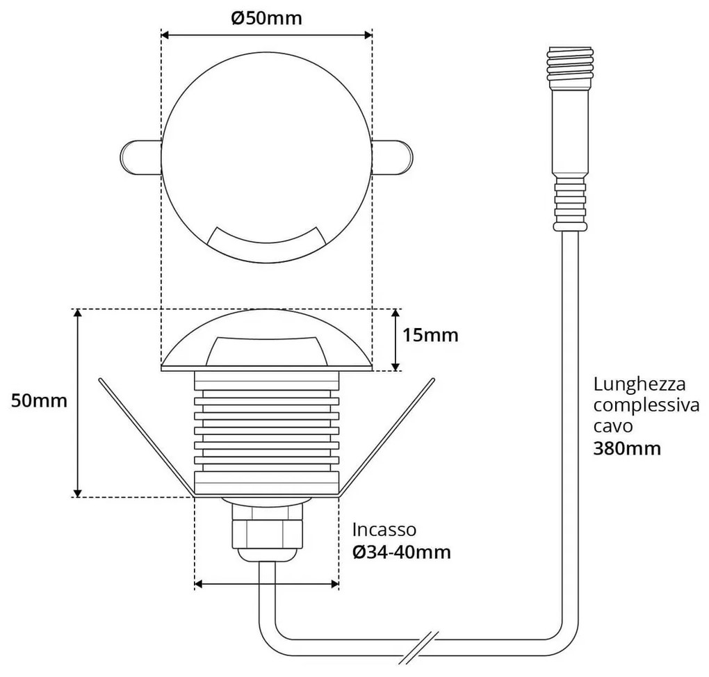 Faretto 3W Monodirezione IP67 Nero - Professional Colore Bianco Naturale 4.000K