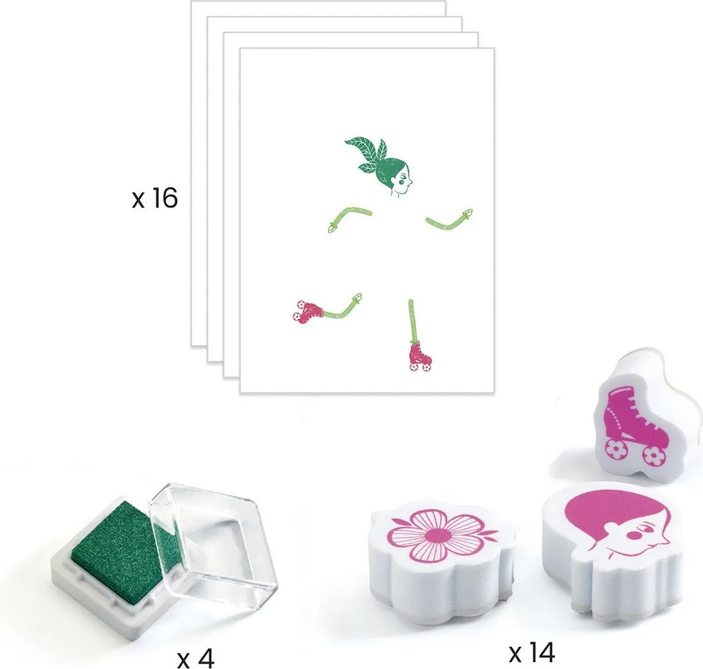 Gioco d'arte - timbri e ragazze dei fiori