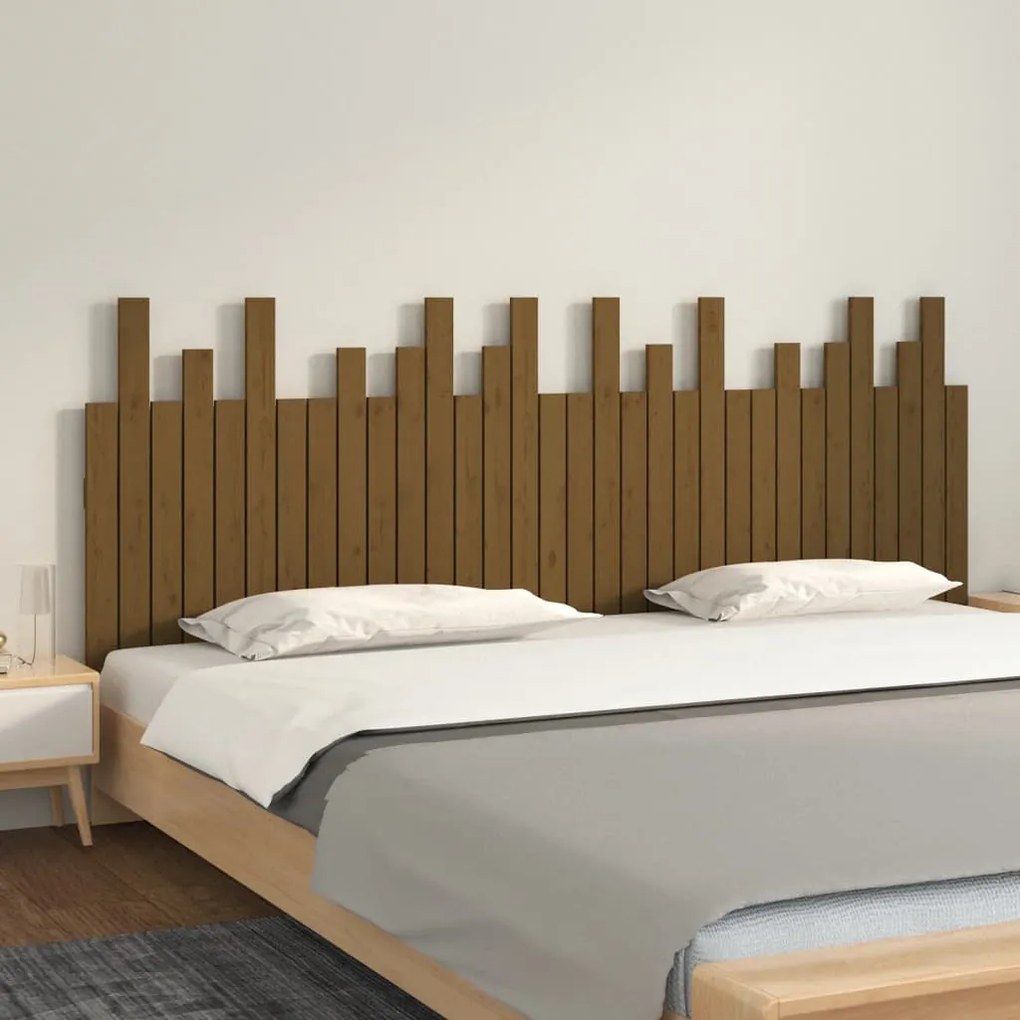 Testiera Da Parete Ambra 204x3x80 Cm İn Legno Massello Di Pino /